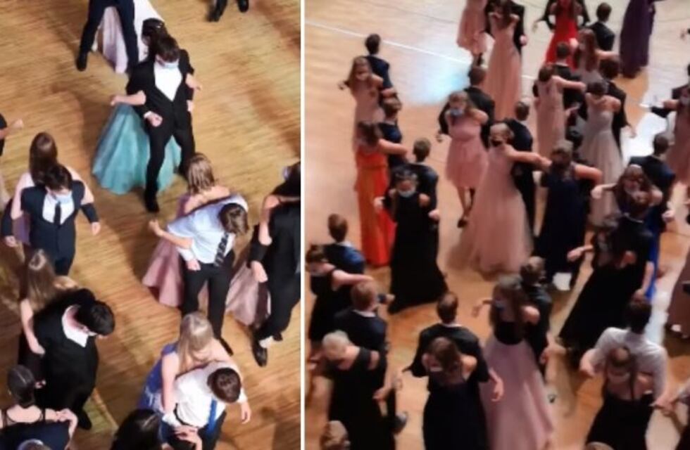 "Espalda con espalda": así bailan durante una fiesta de egresados