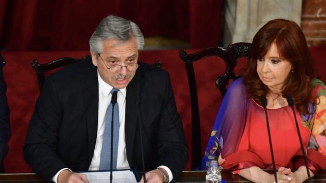 Sergio Massa, Alberto Fernández y Cristina Kirchner en la apertura de sesiones ordinarias del Congreso. (Foto: Clarín)