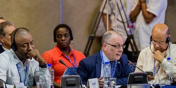 DYN06, CANCUN, 20/06/2017, EL MINISTERIO DE RELACIONES EXTERIORES JORGE FAURIE, ANOCHE EN EL MARCO DE LA REUNIu00d3N DE CONSULTAS DE MINISTROS DE RELACIONES EXTERIORES DE LA OEA SOBRE VENEZUELA, EN CANCUN\u002E FOTO:DYN/CANCILLERIA\u002E