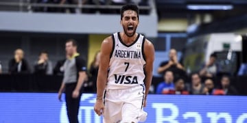 Facundo Campazzo, figura de Argentina en el triunfo frente a Puerto Rico en Formosa\u002E Fuente: Twitter/cabboficial