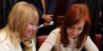 Cecilia Britto con la expresidente y candidata a vice de Alberto Fernández, Cristina Fernández de Kirchner\u002E (Prensa de Britto)