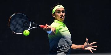 El jugador argentino Nicolas Kicker en acción contra el australiano Jordan Thompson durante un partido de la primera ronda del Abierto de Australia hoy, martes 16 de enero de 2018, en Melbourne (Australia)\u002E EFE/JULIAN SMITH