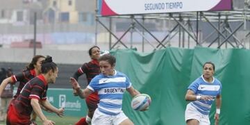 María Paula Pedrozo la misionera de Eldorado en acción en los Panamericanos donde Argentina salió quinta en el Seven de Rugby\u002E (ESPN)
