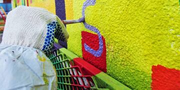 Mural de libertad de inmigración y diversidad de culturas en Río Grande
