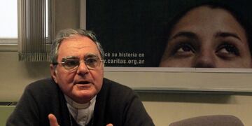 EL TITULAR DE CARITAS ARGENTINA, MONSEu00d1OR OSCAR OJEA, DURANTE EL ANUNCIO DE LA COLECTA ANUAL DE CARITAS\u002E (DyN)