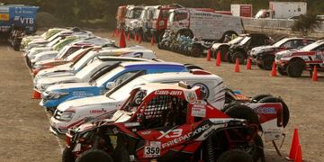 Dakar Rally - 2018 Peru-Bolivia-Argentina Dakar rally - 40th Dakar Edition - January 5, 2018 -  A SxS and other vehicles are seen at the Dakar Village at Pentagonito in Lima, Peru\u002E REUTERS/Mariana Bazo