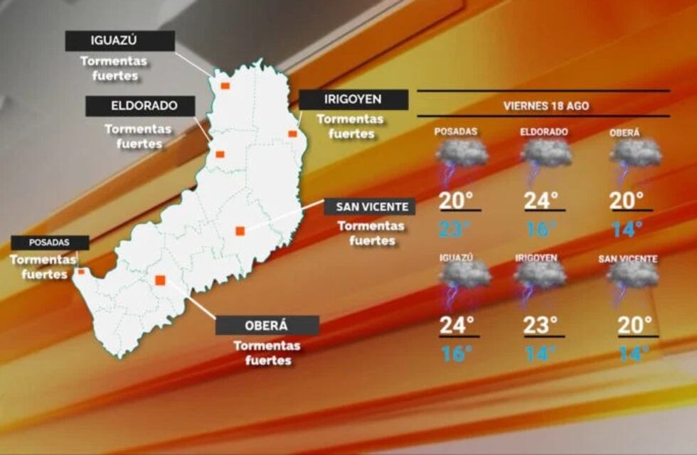 Viernes con lluvias y tormentas en Misiones