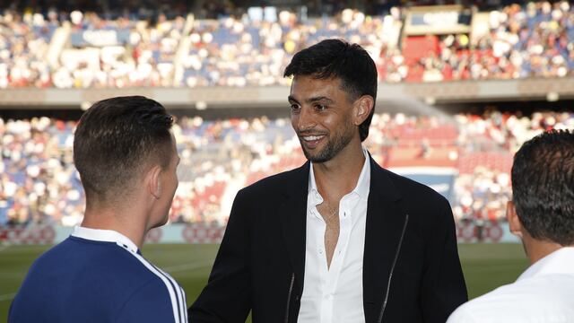 Javier Pastore y su último aparición pública: el día de la presentación de Lionel Messi en el Paris Saint Germain. (Prensa PSG)