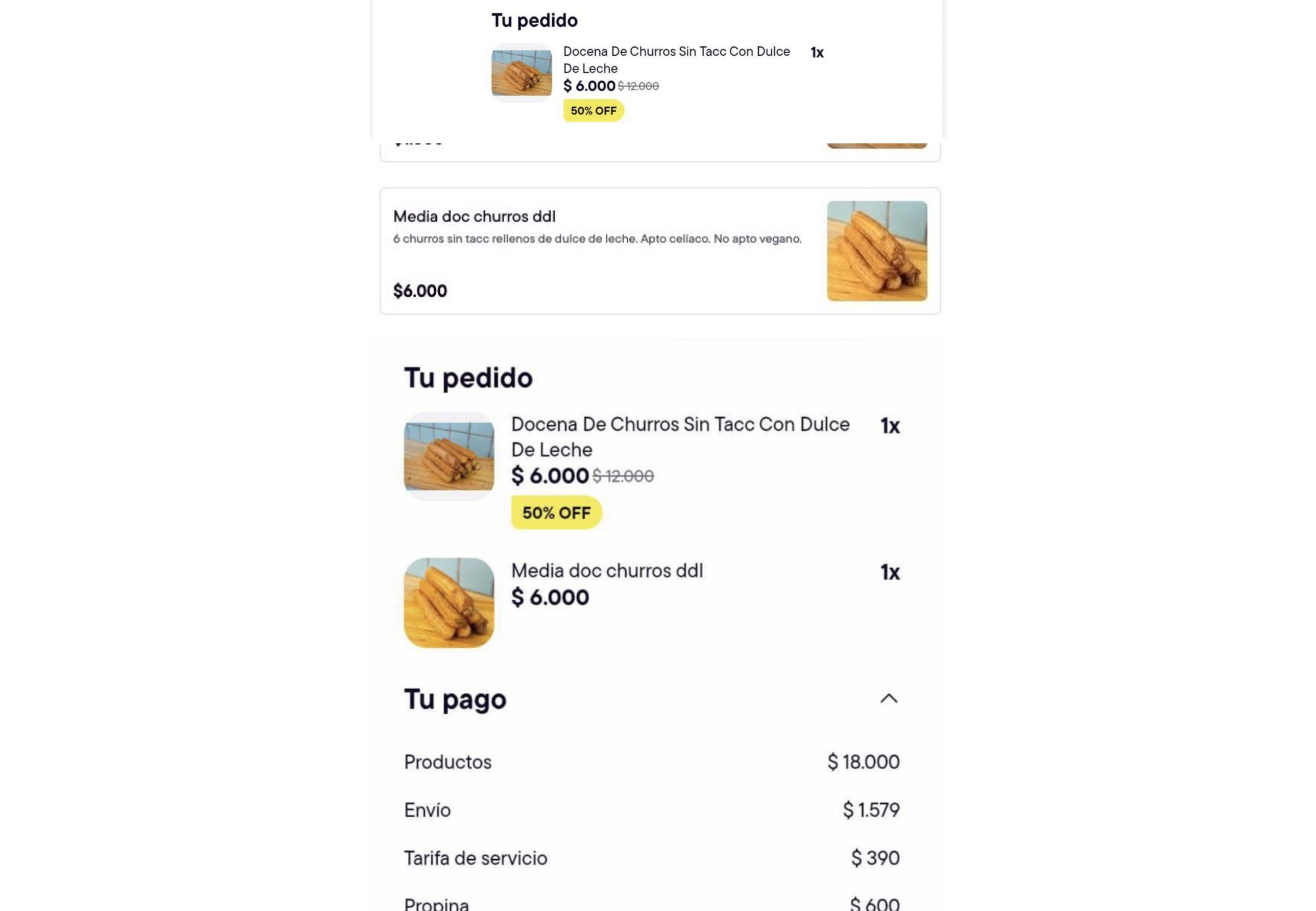 El pedido de la clienta.