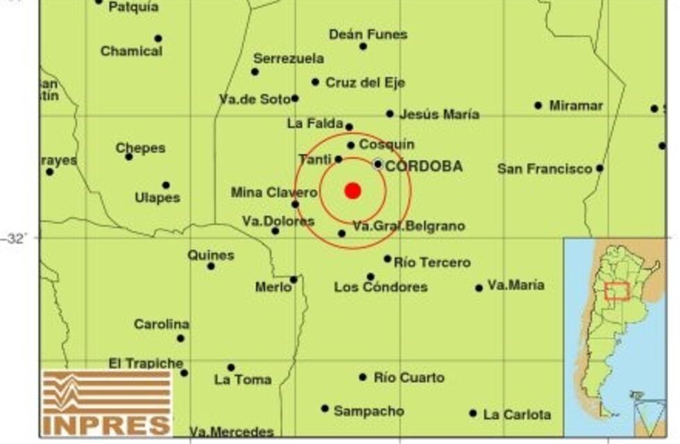Un sismo de 2.9 grados se sintió en Córdoba