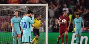 Roma sorprendió al Barcelona, lo goleó 3-0 y lo eliminó de la Champions League\u002E Foto: AFP\u002E