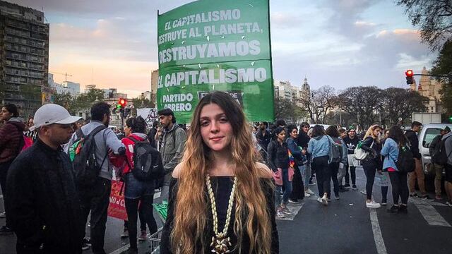 Chiara Sacchi durante la marcha en Buenos Aires (Gentileza)