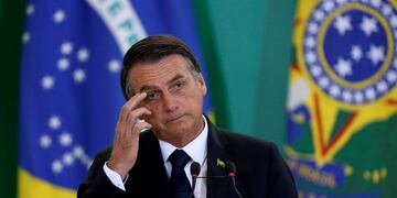 FILE PHOTO: Brazil's President Jair Bolsonaro attends a ceremony at the Planalto Palace in Brasilia, Brazil January 7, 2019\u002E REUTERS/Adriano Machado/File Photo