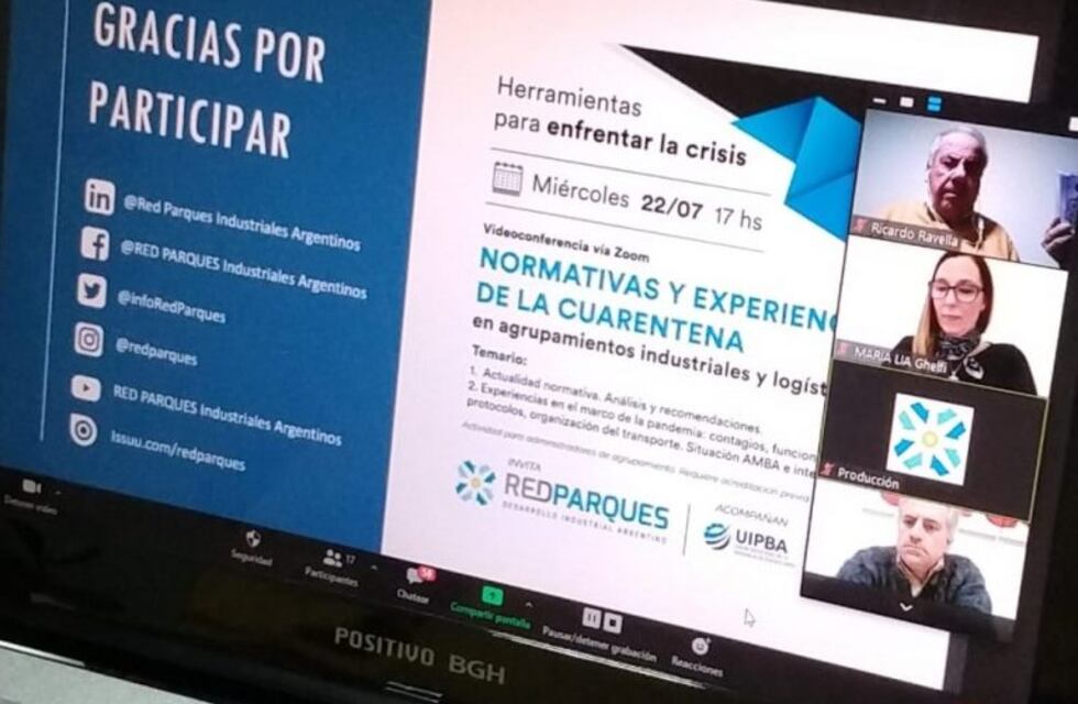 Ricardo Ravella participó en un encuentro virtual para administradores de Parques Industriales