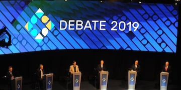 Los candidatos a presidente en el debate en la UBA (Foto: Federico López Claro)