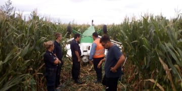Una avioneta se estrelló en un campo de Mar del Plata y la piloto salió ilesa (Fotos: 0223)