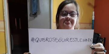 Micaela Zaidán, síndrome de down y está en segundo año de la carrera de Turismo, en el instituto Isteec,