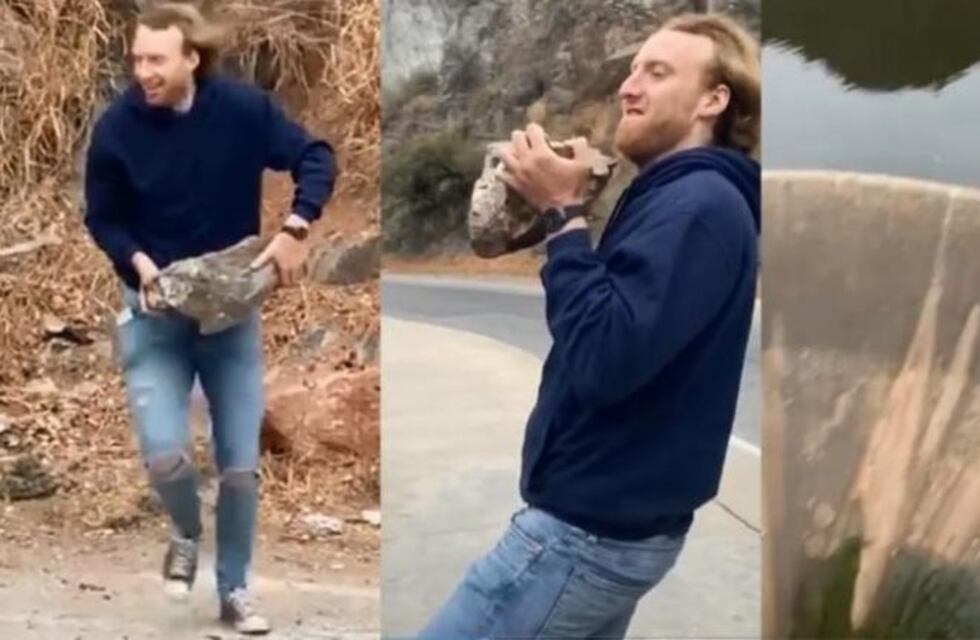 Detuvieron al joven que lanzó la roca al embudo del dique San Roque