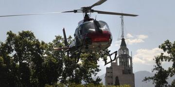 Policía paseó con helicóptero