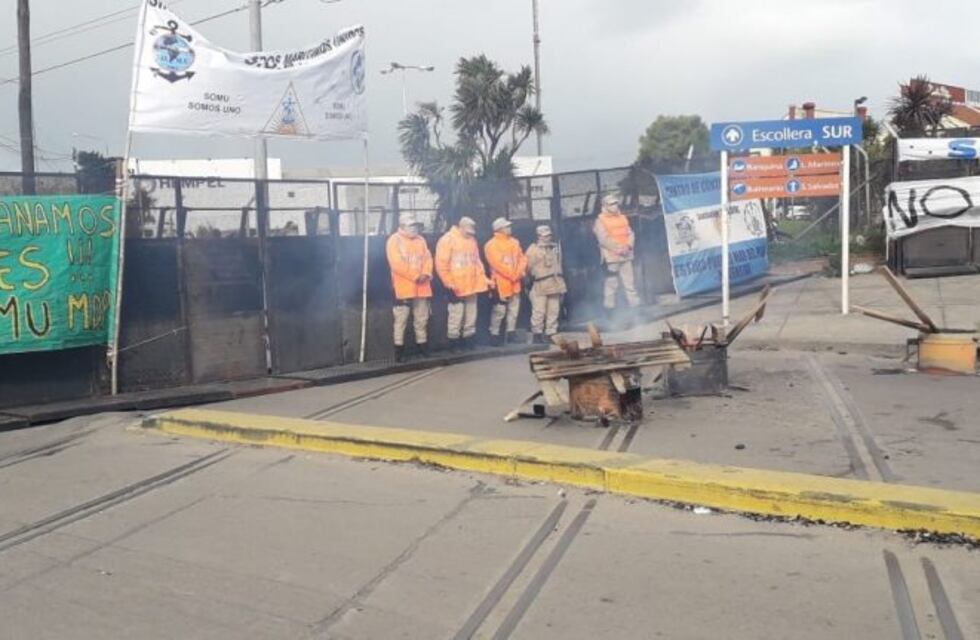 Afiliados al Somu se manifiestan en los accesos al Puerto de Mar del Plata