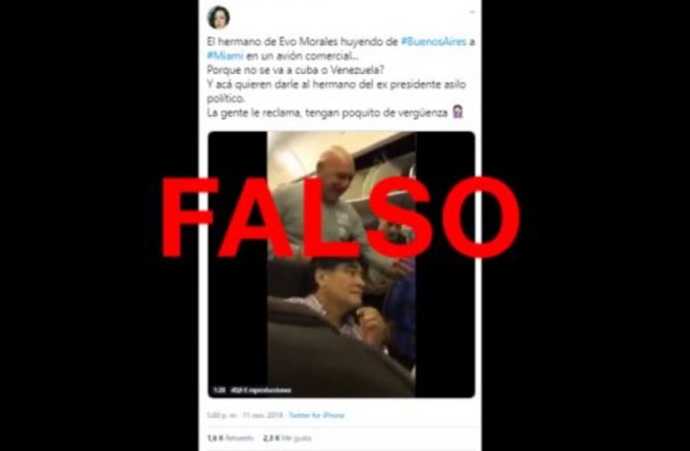 Es falso que el hermano de Evo Morales haya sido escrachado en un vuelo de Buenos Aires a Miami