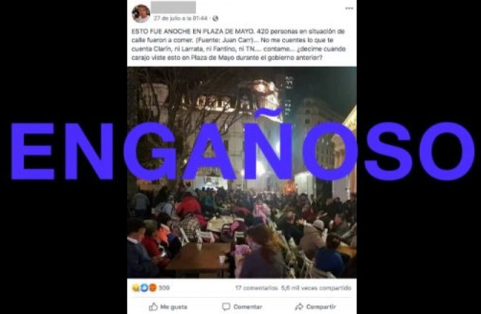 Cientos de personas reciben comida en Plaza de Mayo desde 2013 (no 2019)