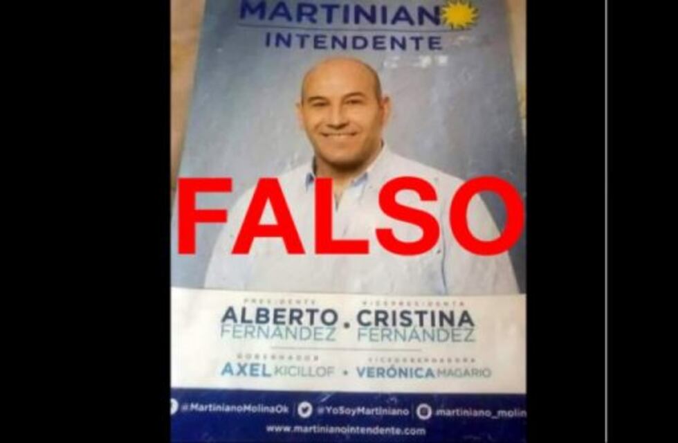 Son falsos los afiches de campaña de Martiniano Molina apoyando a la fórmula Fernández-Fernández