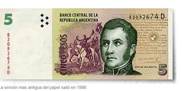 El Banco Central de la Nación comunicó que los billetes de 5 pesos dejarán de circular