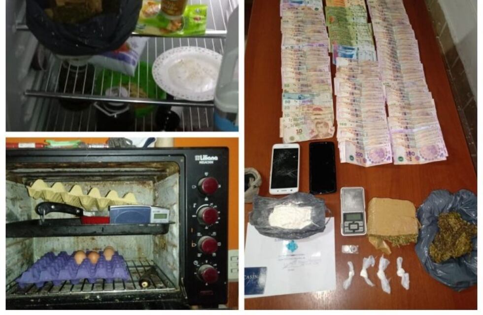 Detuvieron a una pareja que escondía drogas en la heladera y un horno