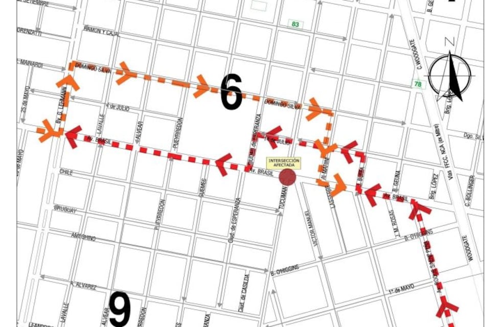 Arrancó el corte de tránsito en la intersección de avenida Brasil y Tucumán: durará entre 45 y 60 días