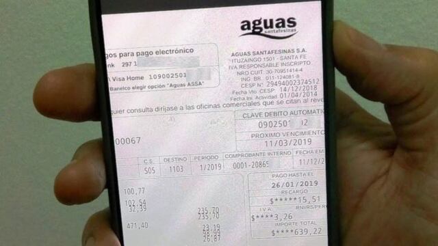 Factura digital de Aguas Santafesinas