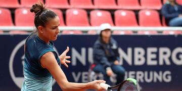 La sunchalense recorrió el estadio Arthur Ashe con su esposo\u002E (DPA)