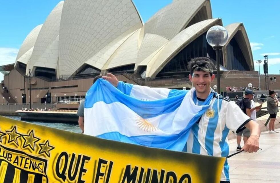 Un sanjuanino que se la banca: vive en Australia y salió a festejar el triunfo de Argentina en Qatar 2022