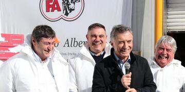 Macri en el frigorífica de Oro Verde\u002E