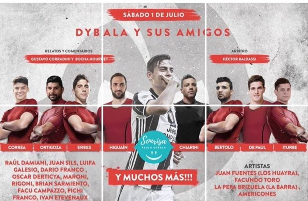Los amigos figuras de Paulo Dybala para el partido solidario del sábado en Laguna Larga