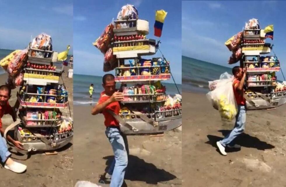 Ingenioso vendedor en la playa  fascina a los chicos y se volvió viral