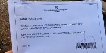 Presentación de "Viva la Libertad" en el Tribunal Electoral