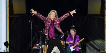 Musicians Mick Jagger, left, and Keith Richards of The Rolling Stones perform at MetLife Stadium on Thursday, Aug\u002E1, 2019, in East Rutherford, N\u002EJ\u002E (Photo by Evan Agostini/Invision/AP)