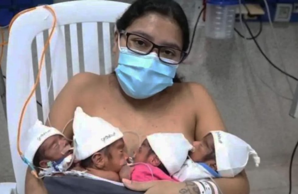 Los cuatrillizos salteños todavía no conocieron a su papá por la cuarentena