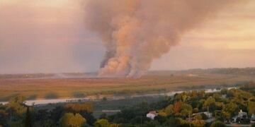 Quema de pastizales en el Delta del Paraná\u002E (Twitter)