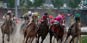 FILE PHOTO: May 4, 2019; Louisville, KY, USA; Flavien Prat aboard Country House (20) , Tyler Gaffalione aboard War of Will (1) , Luis Saez aboard Maximum Security (7) and John Velazquez aboard Code of Honor (13) race during the 145th running of the Kentucky Derby at Churchill Downs\u002E Mandatory Credit: Brian Spurlock-USA TODAY Sports/File Photo