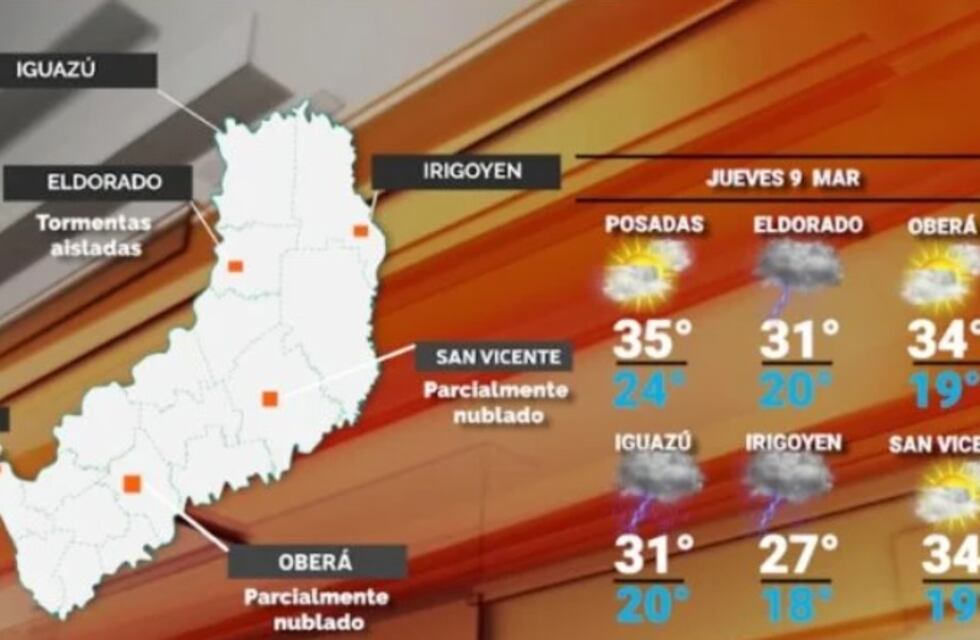 Calor y algunas lluvias en Misiones para este jueves