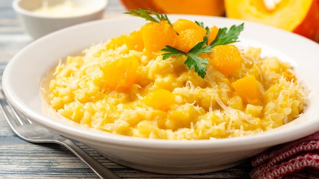 Receta para la lluvia: risotto de calabaza, fácil, rápido y con pocos ingredientes