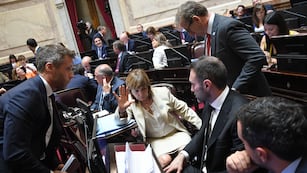 La jefa del bloque La Libertad Avanza, Patricia Bullrich, en la sesión por el Presupuesto 2026 en el Senado (Foto: Comunicación Senado)