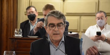 El exintendente habló en la Legislatura sobre su mención en mensajes sobre investigaciones penales. (@senadosantafe)