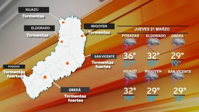 Jornada con lluvias y posibilidad de tormentas en Misiones.