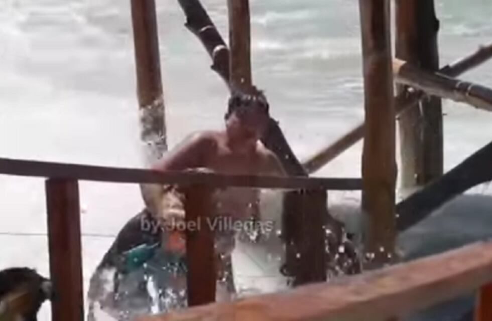 Las Grutas: rescataron a un perro atrapado en el mar