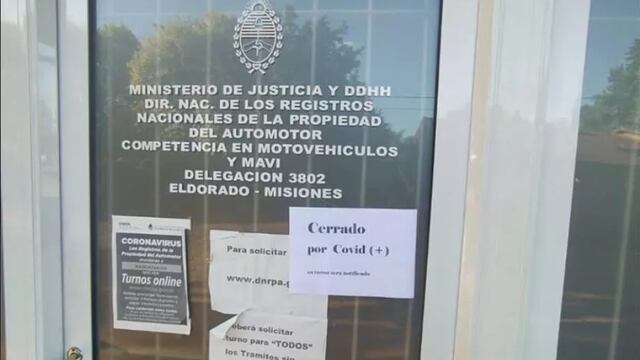 Por casos de Coronavirus positivo cierran el Registro del Automotor en Eldorado