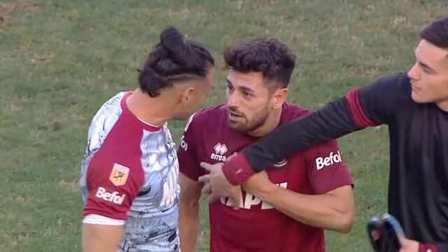 Lautaro Acosta y Fernando Monetti se dijeron de todo luego del partido entre Lanús y Colón.