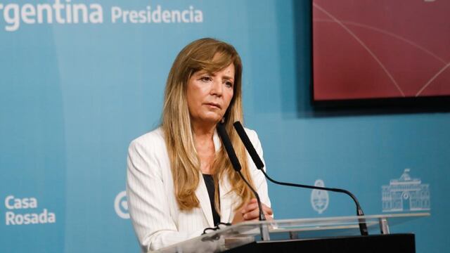 Gabriela Cerruti en la conferencia de prensa en Casa Rosada. (Presidencia)